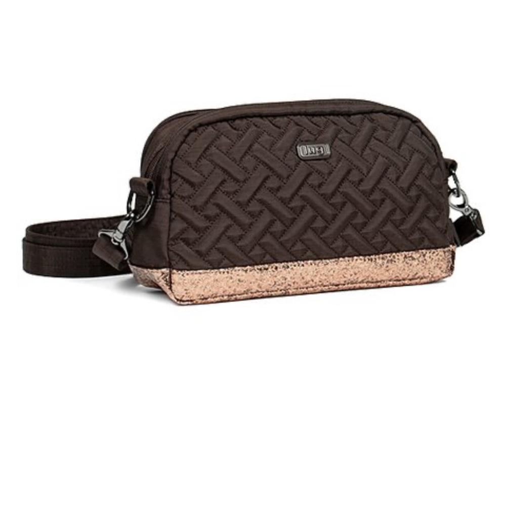 Lug Punter Copper Glitter and Brown Canvas Crossbody